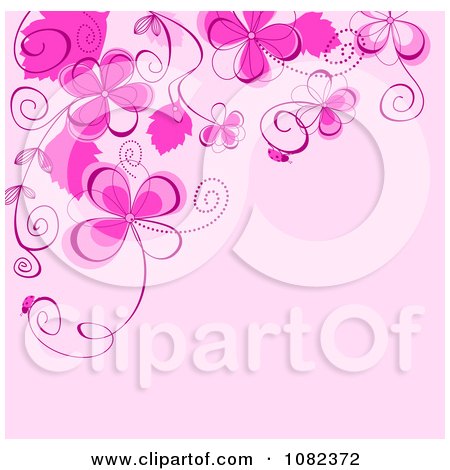 Clipart Floral Background With Pink Flowers - Royalty Free Vector Illustration by Vector Tradition SM