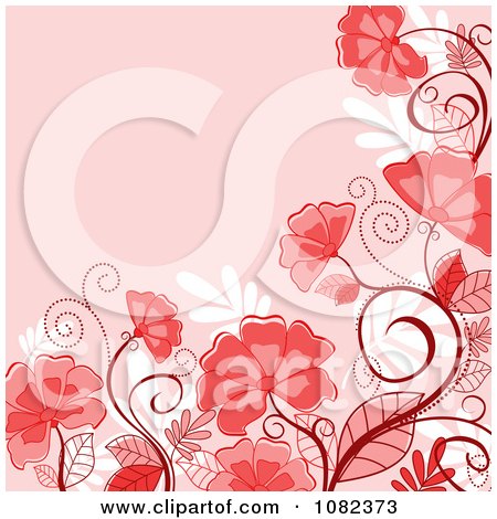 Clipart Floral Background With Red Flowers - Royalty Free Vector Illustration by Vector Tradition SM