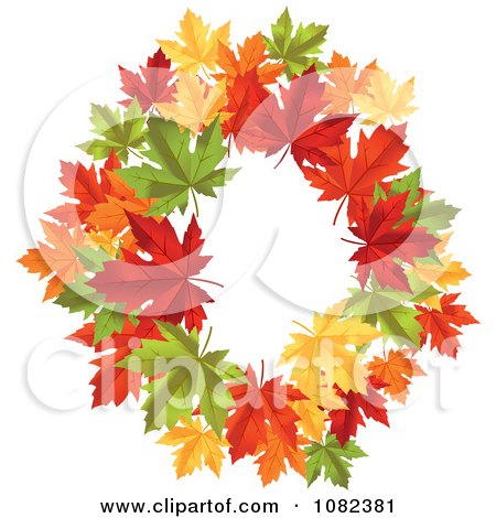 Clipart Wreath Made Of Colorful Autumn Maple Leaves - Royalty Free Vector Illustration by Vector Tradition SM