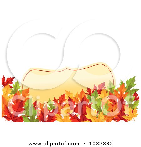 Clipart Background Of Autumn Leaves And A Gold Label On White - Royalty Free Vector Illustration by Vector Tradition SM