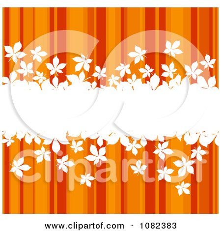 Clipart Bar Of White Leaves Over Orange Autumn Stripes - Royalty Free Vector Illustration by Vector Tradition SM