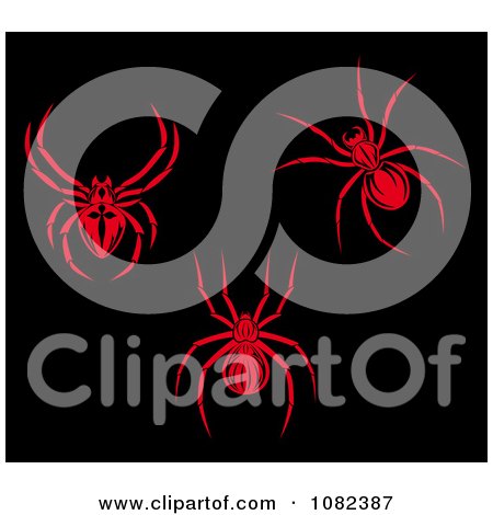 Clipart Red Ticks Or Spiders On Black - Royalty Free Vector Illustration by Vector Tradition SM