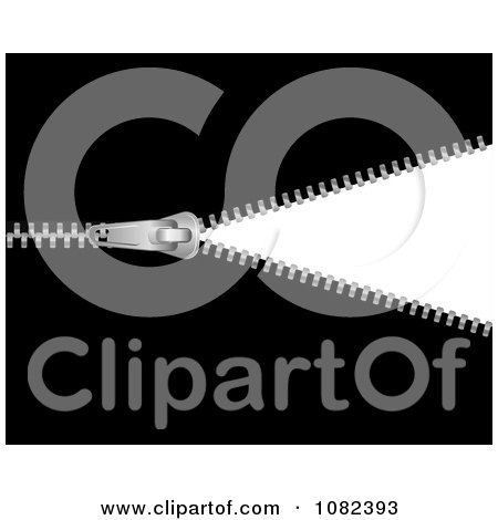 Clipart Zipper In Black Cloth Revealing White - Royalty Free Vector Illustration by Vector Tradition SM