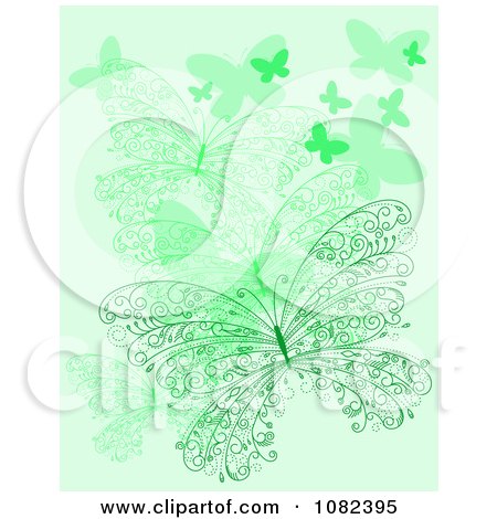 Clipart Ornate Green Butterfly Background - Royalty Free Vector Illustration by Vector Tradition SM