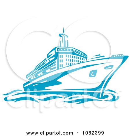 Clipart Blue Cruise Ship - Royalty Free Vector Illustration by Vector Tradition SM