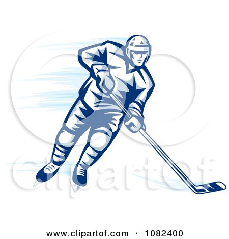 Clipart Blue Ice Hockey Player 1 - Royalty Free Vector Illustration by Vector Tradition SM