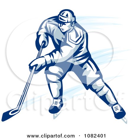 Clipart Blue Ice Hockey Player 2 - Royalty Free Vector Illustration by Vector Tradition SM