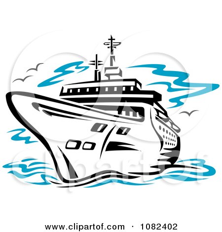 Clipart Black Cruise Ship - Royalty Free Vector Illustration by Vector Tradition SM