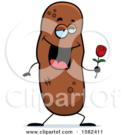 Clipart Romantic Turd Character With A Rose - Royalty Free Vector Illustration by Cory Thoman