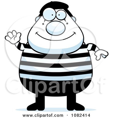 Clipart Chubby Mime Waving - Royalty Free Vector Illustration by Cory Thoman