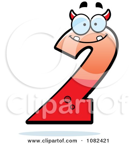 Clipart Number Two Devil Character - Royalty Free Vector Illustration by Cory Thoman