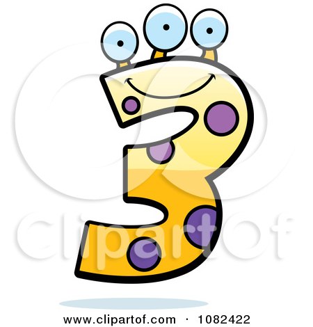 Clipart Three Eyed Number Three Character - Royalty Free Vector Illustration by Cory Thoman