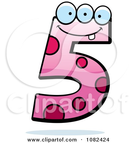Clipart Three Eyed Number Five Character - Royalty Free Vector Illustration by Cory Thoman