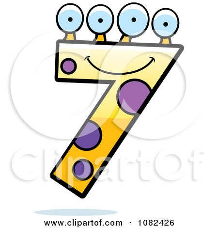 Clipart Four Eyed Number Seven Character - Royalty Free Vector Illustration by Cory Thoman