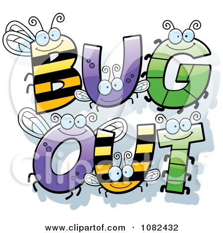 Clipart Bug Letters Spelling BUG OUT - Royalty Free Vector Illustration by Cory Thoman