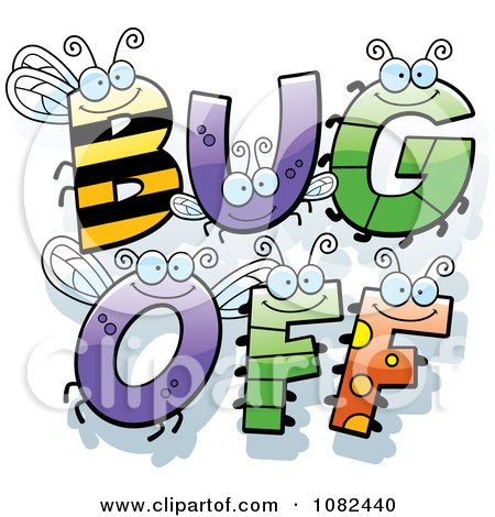 Clipart Bug Letters Spelling BUG OFF - Royalty Free Vector Illustration by Cory Thoman