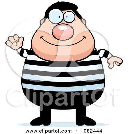 Clipart Chubby French Man Waving - Royalty Free Vector Illustration by Cory Thoman