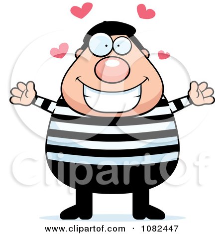 Clipart Chubby French Man With Hearts - Royalty Free Vector Illustration by Cory Thoman