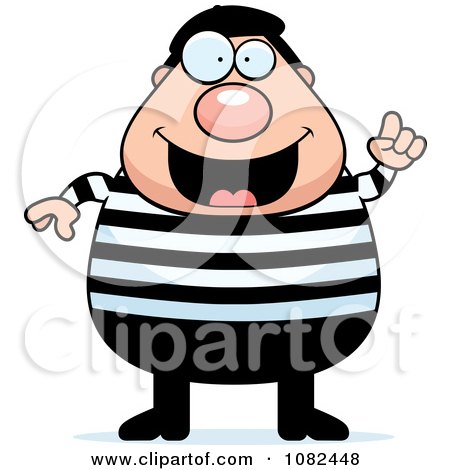 Clipart Chubby French Man With An Idea - Royalty Free Vector Illustration by Cory Thoman