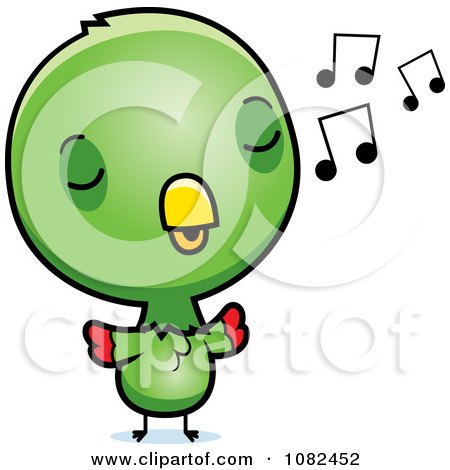 Clipart Cute Baby Parrot Singing - Royalty Free Vector Illustration by Cory Thoman