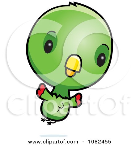 Clipart Cute Baby Parrot Flying - Royalty Free Vector Illustration by Cory Thoman