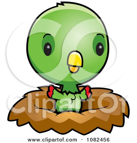 Clipart Cute Baby Parrot In A Nest - Royalty Free Vector Illustration by Cory Thoman