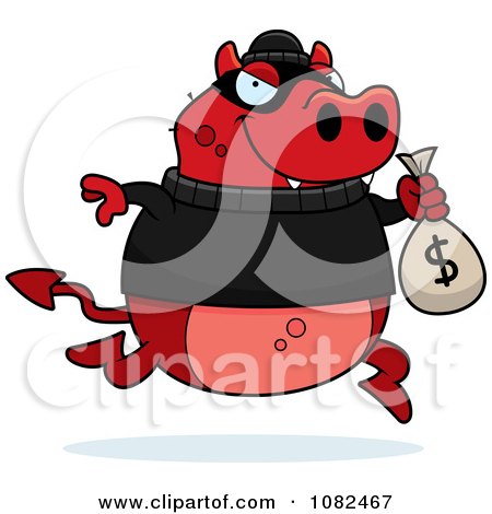 Clipart Devil Robbing A Bank - Royalty Free Vector Illustration by Cory Thoman