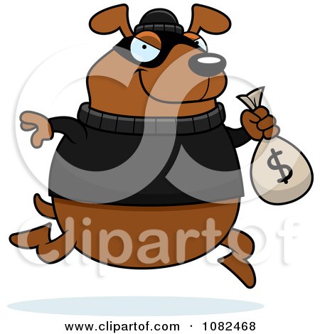 Clipart Dog Robbing A Bank - Royalty Free Vector Illustration by Cory Thoman