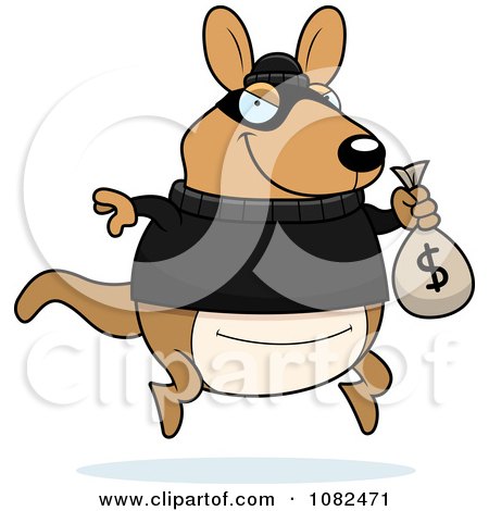 Clipart Kangaroo Robbing A Bank - Royalty Free Vector Illustration by Cory Thoman