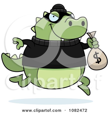 Clipart Lizard Robbing A Bank - Royalty Free Vector Illustration by Cory Thoman