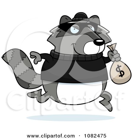 Clipart Raccoon Robbing A Bank - Royalty Free Vector Illustration by Cory Thoman