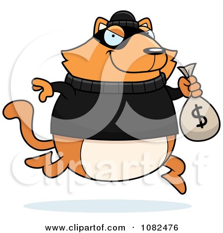 Clipart Cat Robbing A Bank - Royalty Free Vector Illustration by Cory Thoman