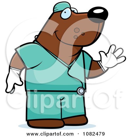 Clipart Bear Surgeon Doctor In Scrubs - Royalty Free Vector Illustration by Cory Thoman