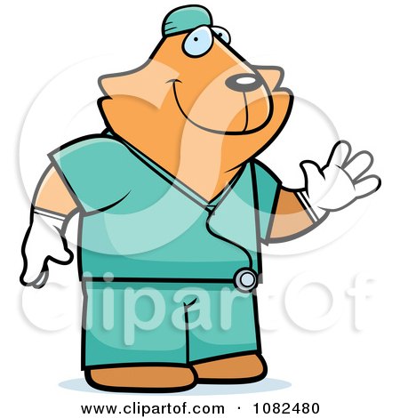Clipart Cat Surgeon Doctor In Scrubs - Royalty Free Vector Illustration by Cory Thoman