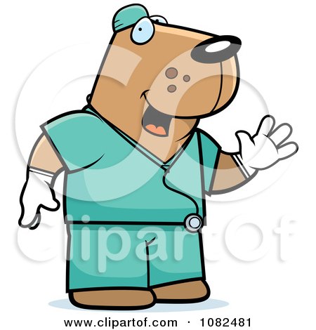 Clipart Dog Surgeon Doctor In Scrubs - Royalty Free Vector Illustration by Cory Thoman