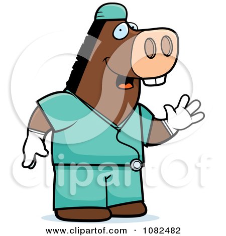 Clipart Donkey Surgeon Doctor In Scrubs - Royalty Free Vector Illustration by Cory Thoman