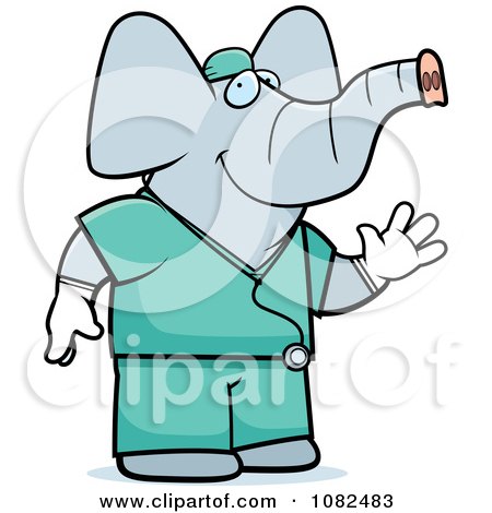 Clipart Elephant Surgeon Doctor In Scrubs - Royalty Free Vector Illustration by Cory Thoman