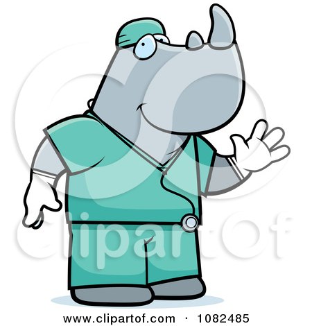 Clipart Rhino Surgeon Doctor In Scrubs - Royalty Free Vector Illustration by Cory Thoman