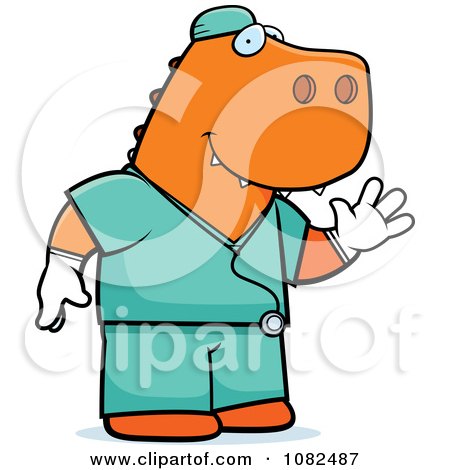 Clipart T Rex Surgeon Doctor In Scrubs - Royalty Free Vector Illustration by Cory Thoman