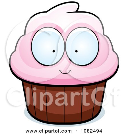 Clipart Pink Cupcake Character - Royalty Free Vector Illustration by Cory Thoman