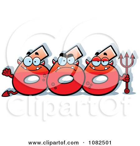 Clipart Three Red Number Six 666 Devils - Royalty Free Vector Illustration by Cory Thoman
