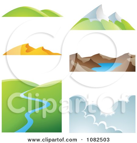 Clipart Six Weather And Landscape Scenes - Royalty Free Vector Illustration by cidepix