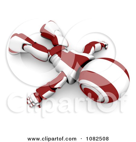 Clipart 3d Red Ao-Maru Robot Passed Out - Royalty Free CGI Illustration by Leo Blanchette