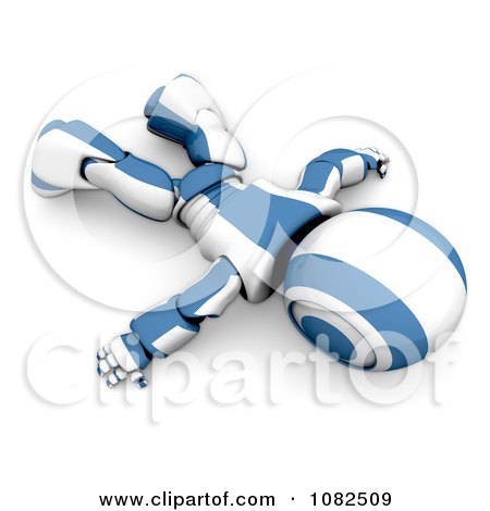 Clipart 3d Blue Ao-Maru Robot Passed Out - Royalty Free CGI Illustration by Leo Blanchette