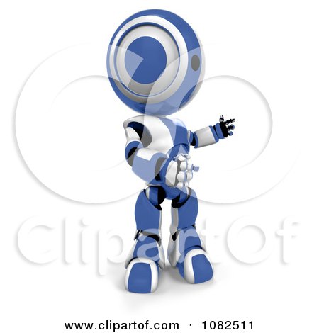 Clipart 3d Blue Ao-Maru Robot Presenting 1 - Royalty Free CGI Illustration by Leo Blanchette