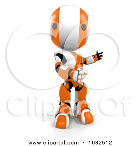 Clipart 3d Orange Ao-Maru Robot Presenting - Royalty Free CGI Illustration by Leo Blanchette