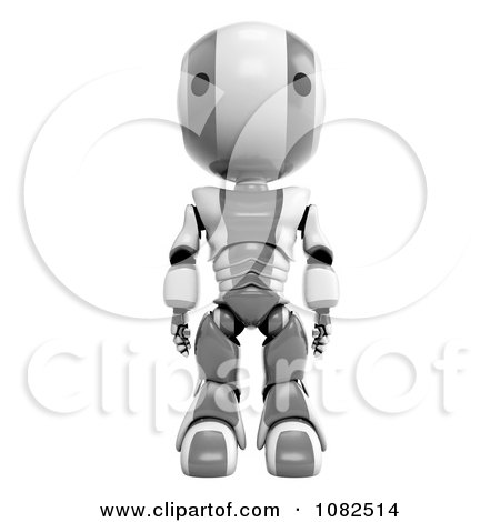 Clipart 3d Gray Ao-Maru Robot Standing Tall - Royalty Free CGI Illustration by Leo Blanchette