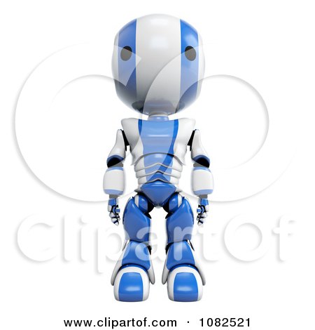 Clipart 3d Blue Ao-Maru Robot Standing Tall - Royalty Free CGI Illustration by Leo Blanchette