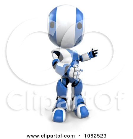 Clipart 3d Blue Ao-Maru Robot Presenting 3 - Royalty Free CGI Illustration by Leo Blanchette
