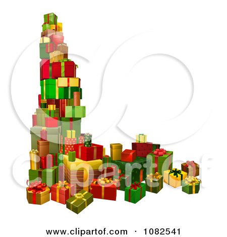 Clipart 3d Stacked Holiday Gifts - Royalty Free Vector Illustration by AtStockIllustration